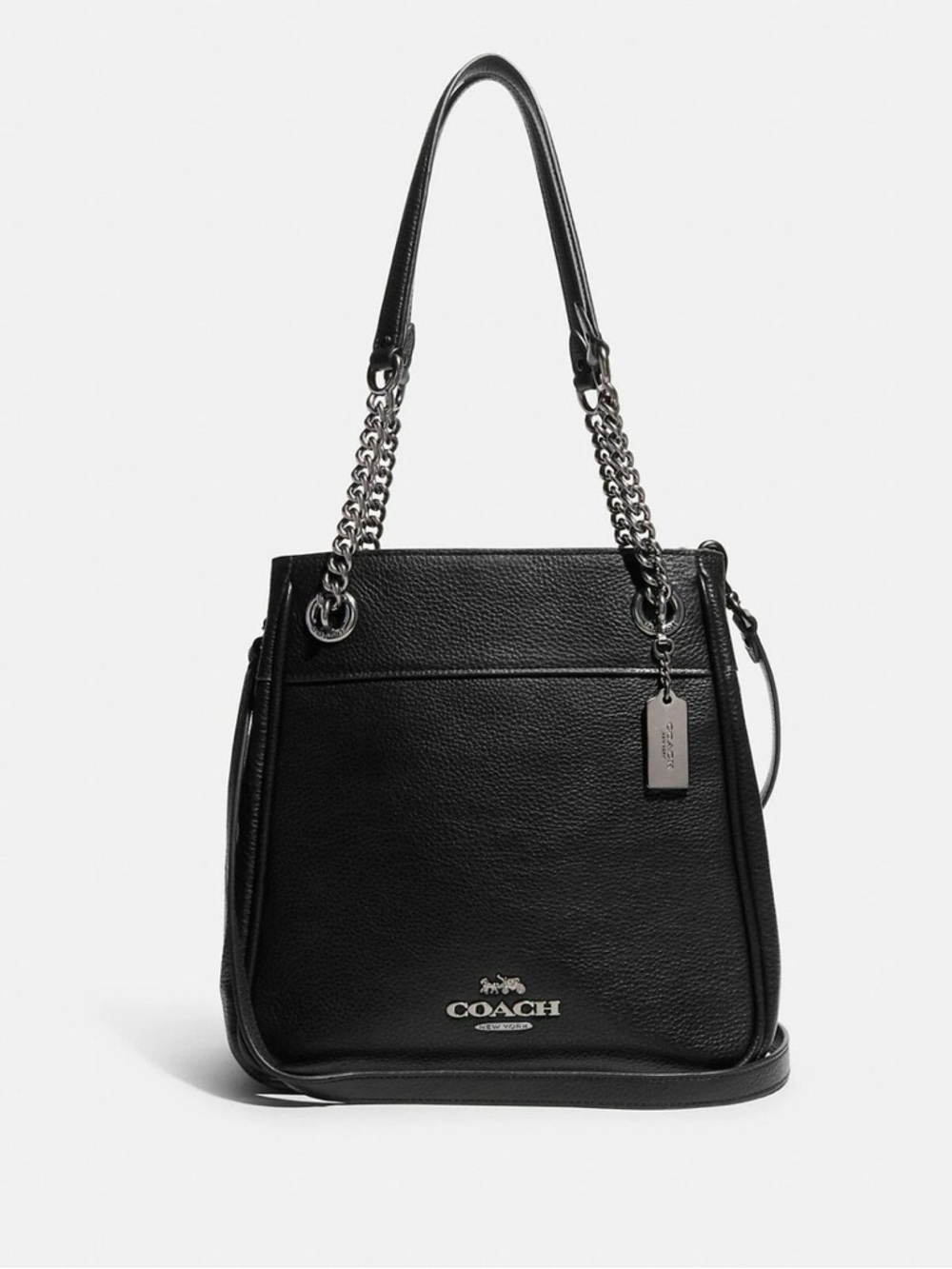 Coach Black Cammie Chain Pebbled Leather Bag Purse Shoulder Handbag